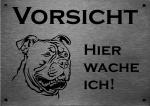 Edelstahl Warnschild Old English Bulldog VORSICHT Hier wache ich!